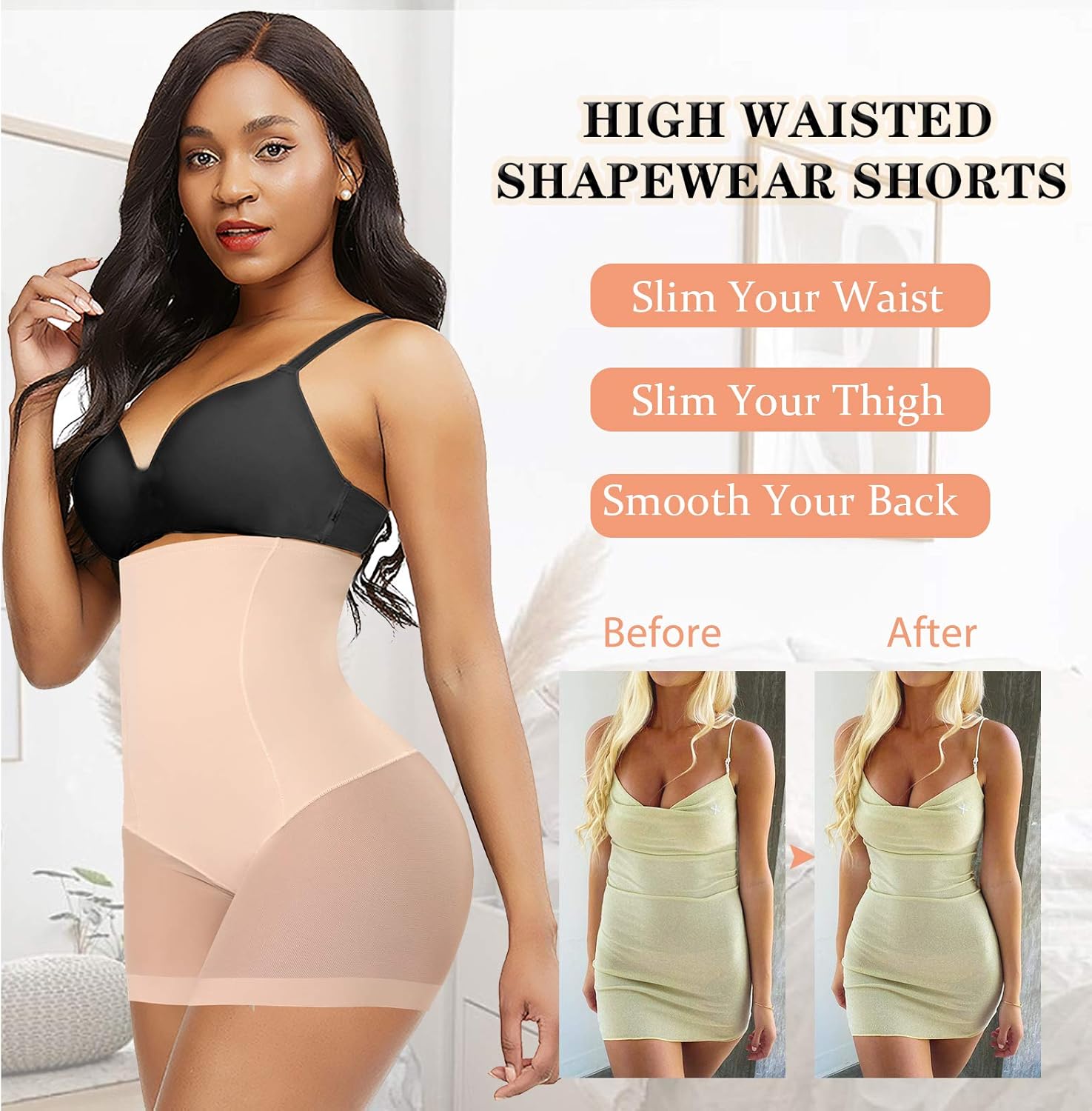 Shapewear Shorts for Women Tummy Control Body Shaper Panties Thigh Slimmer High Waisted Slip Shorts Under Dresses at  Women’s Clothing store