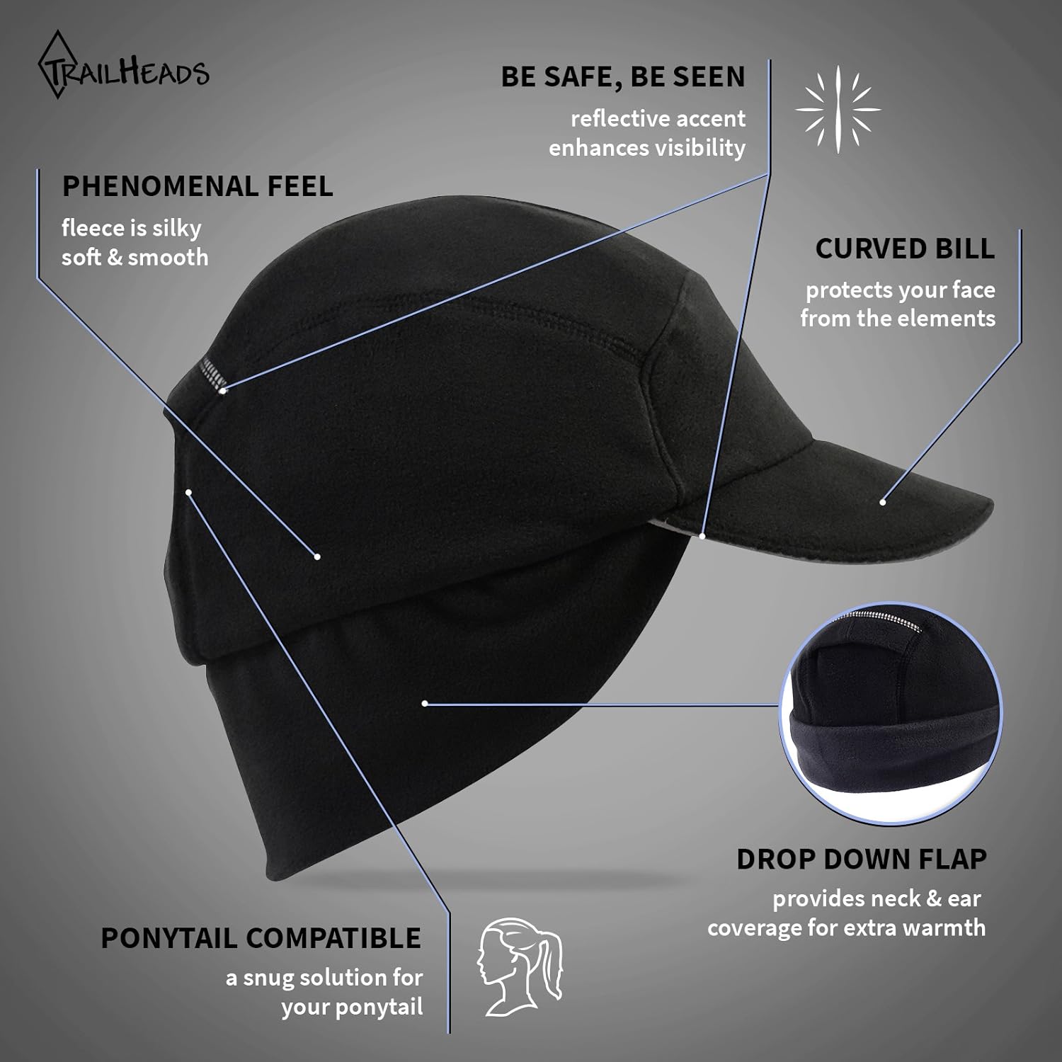 TrailHeads Women's Trailblazer Adventure Ponytail Cap, Black, One Size at  Women’s Clothing store