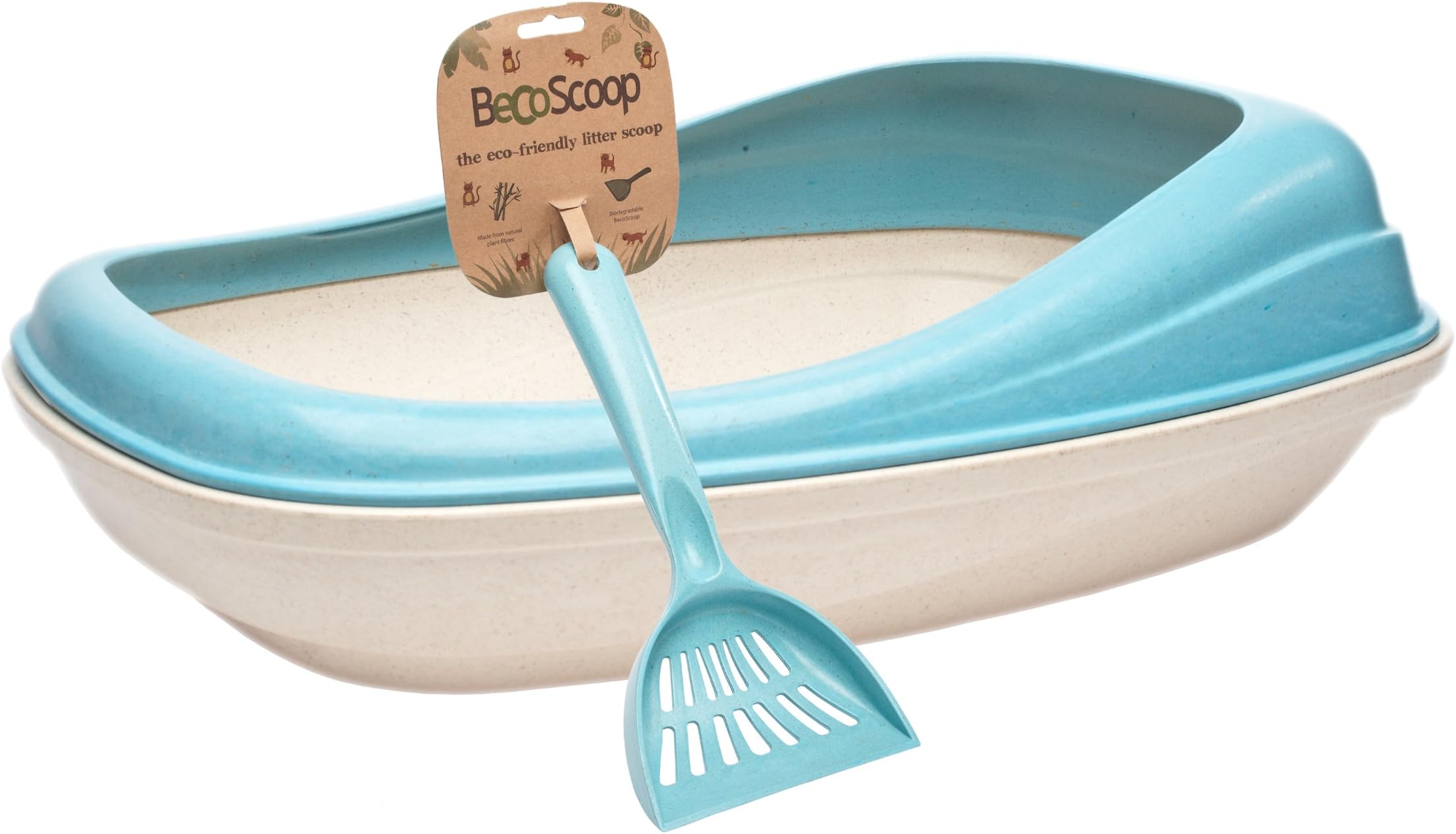 Beco Tray & Scoop - Eco Cat Litter Scoop & Tray with Kickback Hood - Blue by Beco Pets