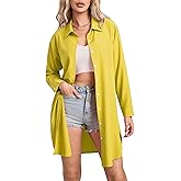 ENMAIN Shirt Dresses for Women Oversized Button Down Dress Long Sleeve Button Up Shirts with Pockets Plus Size Tunic Top