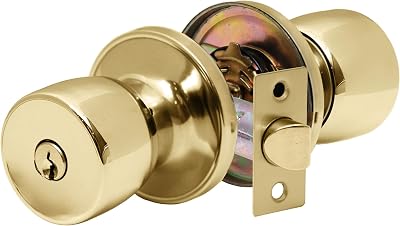 XFORT Tulip Entrance Knob Set Polished Brass with Lock 35-45mm
