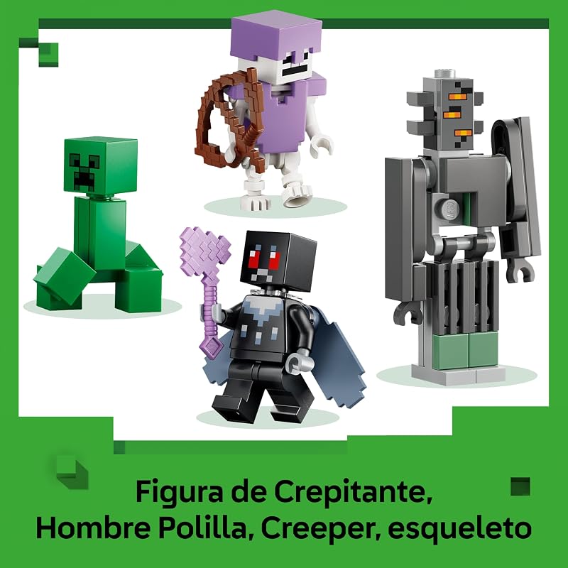 Minecraft The Pale Garden - Miniatura do Bioma com Crackle e Minifigura do Homem-Mariposa - Figuras Creeper e Esqueleto - Presente para Gamer para Rapazes e Raparigas 7+ Anos - 21586