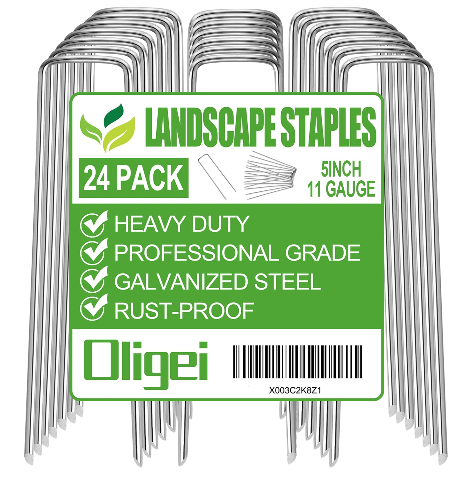 Photo 1 of 24 Pack Garden Stakes, U-Shaped Tent Stakes, Galvanized Landscape Staples, Ground Stakes, for Landscaping Securing Weed Barrier Fabric, Irrigation Tubing, Holding Fence, Tarpaulin