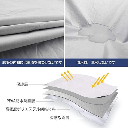 Amazon ボンネット保護カバー 防炎フロント保護カバー 裏起毛タイプ 防塵 蛍光反射ストリップ付き ゴムバンドで長さを調整 ミニバン車用 汎用タイプ シルバー 適合目安 車長3 30m 4 00m 車幅1 65m 1 75m Mb M ボディーカバー 車 バイク