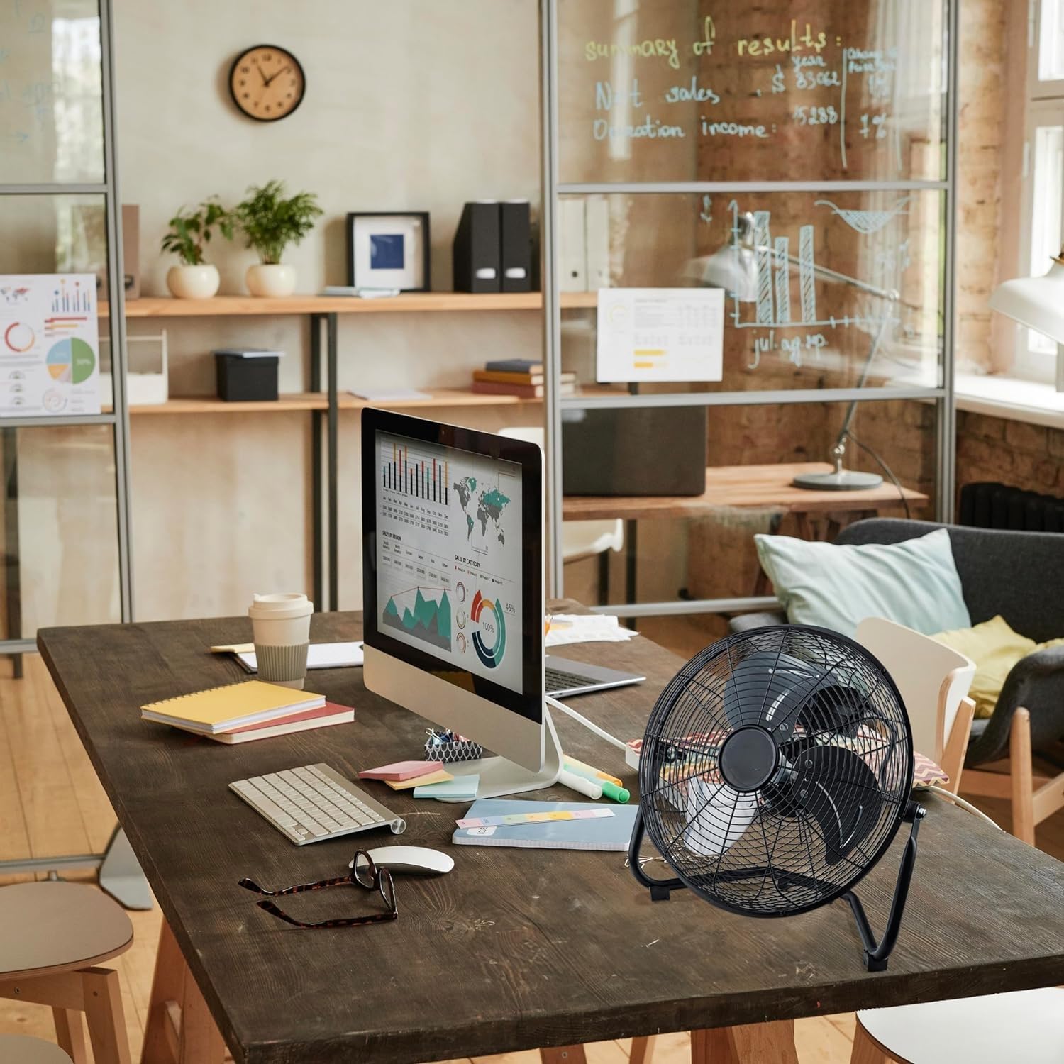 EZ-CHILL 12” Cradle Floor Fan, 3 Speed, High Velocity, 180 Degree Adjustable Tilt, All-Metal, Carry Handle, Rubber Feet, Airflow 15.42 ft/sec, Ideal for Home, Bedroom & Office, Black