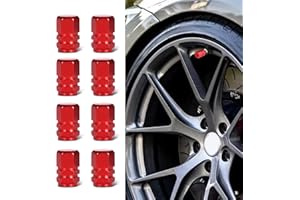 Kutyun 8PCS Car Tire Valve Caps, Tire Stem Caps, Car Tire Valve Stem Caps, Dustproof Aluminum Alloy Valve Stem Covers, Car Accessories Universal for Most Cars (Red, 8PCS)