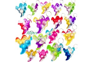 Roaqua 30 Packs Bulk Halloween Ghost Fidget Bubble Mini Pop,Halloween Party Favors,Birthday Supplies and Student Prizes Gifts