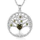 Accver Tree of life necklace for women Birthstone Sterling Silver Pendant-Adjustable Chain, Ideal Jewelry gift for her, Girlfriend, Wife, Mom on Birthday, Anniversary