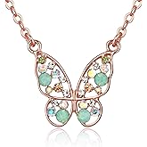 EVEVIC Austrian Crystal Butterfly Pendant Necklaces for Women 14K Gold Plated Rhinestone Necklace Hypoallergenic Jewelry Gifts