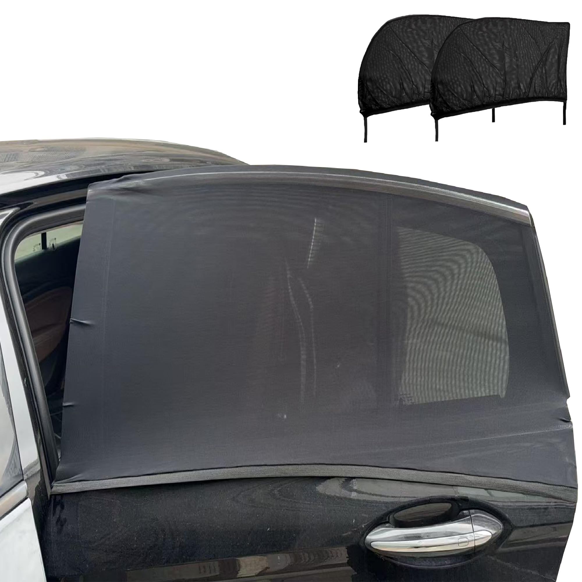 Photo 1 of Car Rear Window Screens for Side Windows, 2 Pack Side Window Sun Shades,Stretchy Mosquito Net Cover Fit Cars SUVs - Up to 36.22”x55.1”
