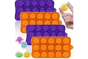 HKNMTT Pumpkin & Ghost Candy Silicone Molds for Halloween Small Chocolate, Wax Melts, Cake Decoration 15 Cavity Food Grade Bpa Free for Kids, Oven Safe DIY Homemade Mould Treat or Trick -4 PCS