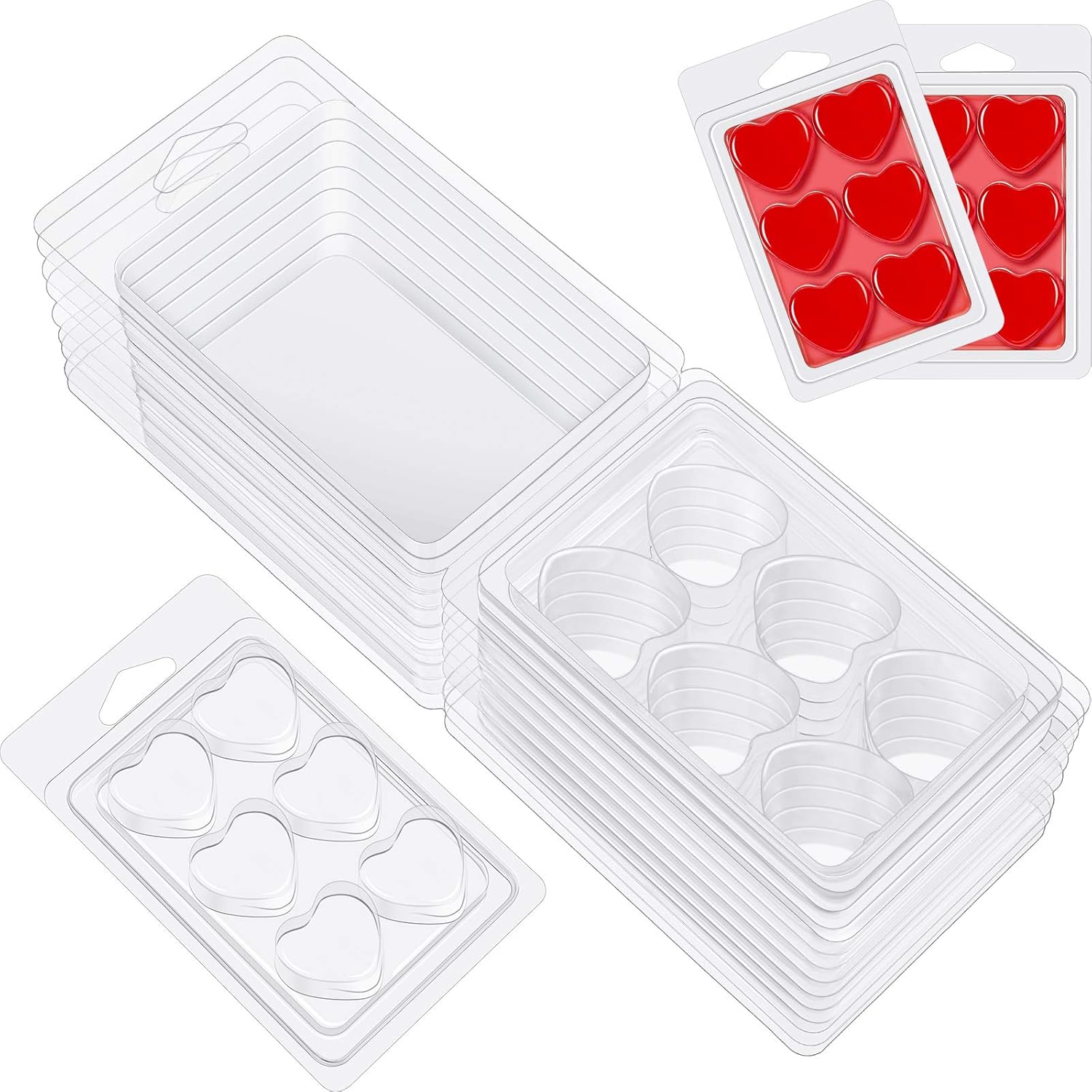 10 Pieces Wax Melt Moulds Plastic Wax Molds, 6 Reusable Heart Shaped