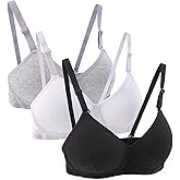 Hbhpov Cotton Teen Girl’s Sport Bra with Adjustable Detachable Strap Wire Free Training Bralette 3 Pack