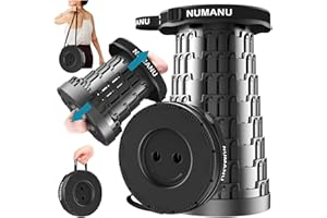 NUMANU 2025 Upgraded Collapsible Stool, Max 620lbs 2.5"-18" H Adjustable Portable Folding Stool for Adults, Retractable Foldable Telescopic Seat Camping Chair or Footrest (1PK Hard Seat)