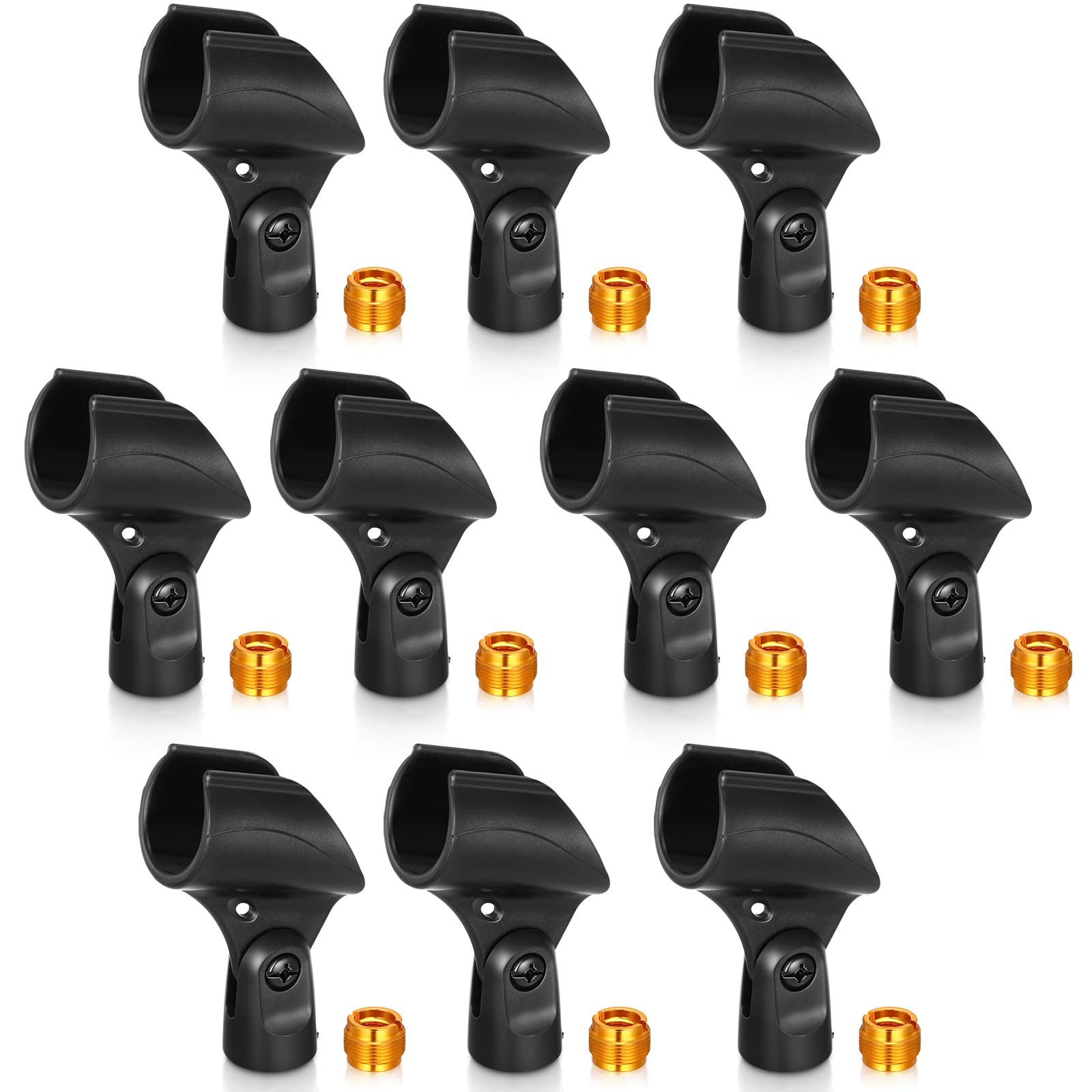 Photo 1 of Copkim 10 Pcs Microphone Clip Holder with 10 Pcs Nut Adapter, Adapter Fits 5/8 to 3/8 Suitable for Performance, Demonstration, Podcasting, Recording