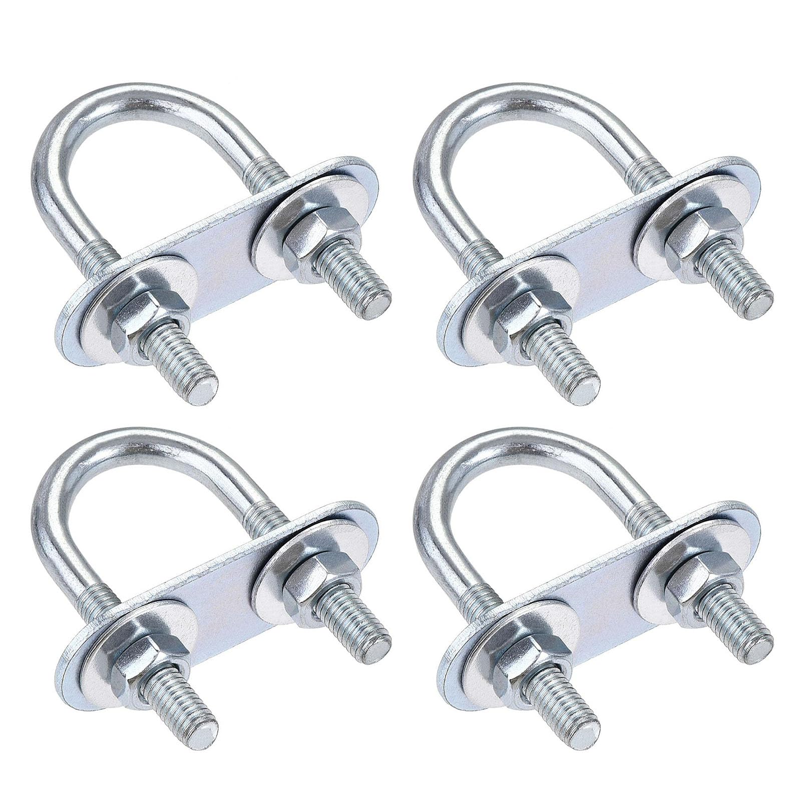 TA-VIGOR 4 sets M6 Round U-Bolts, 20mm Inner Width 50mm Length Steel U-Bolts with Nut, Plate, Washer for Attaching Piping Conduit Cable Tube Brackets Boat Trailer