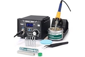 YIHUA 939D+ Digital Soldering Station, 75W Equivalent with Precision Heat Control (392°F to 896°F) and Built-in Transformer. ESD Safe, Lead Free with °C/°F display (Black)