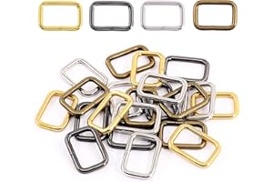 Swpeet S1175 60Pcs Heavy Duty 1 Inch / 25mm Metal Rectangle Ring, Webbing Belts Buckle Metal Rings for for Belt Bags DIY Accessories Keychains Belts and Dog Leash - Sliver, Bronze, Gold, Gun-Black