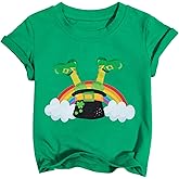 Girl Boy St Patricks Day Shirt Toddler Shamrock Clover Rainbow T-Shirt Funny Holiday Short Sleeve Tops