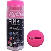 Python Pink Racquetballs, 3 Ball Can | Super-fast pink racquetballs with high visibility, consistent bounce and durable rubber for indoor recreational play