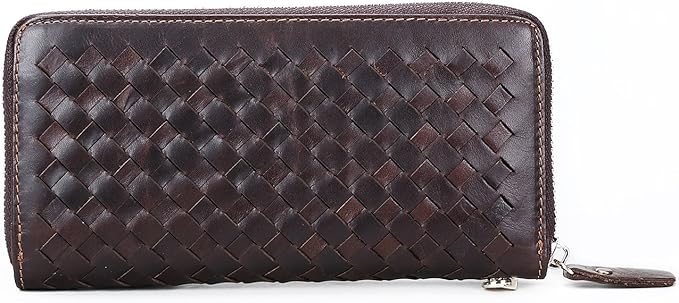 Amazon Co Jp ハンフウ Humgfeng メンズ財布 長財布 本革 ロングウォレッド ラウンドファスナー 編み込み お札入れ スマホ入れ ポケット付け カード収納 紳士 記念日 誕生日 プレゼント Hf Ms 9011 Cf 服 ファッション小物