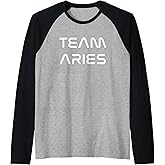 Cool White Font: Team Aries Zodiac Astrological Sign Raglan Baseball Tee