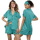WJing Yi Jia 5Pcs Womens Soft Satin Pajama Set XS-4XL Button-Down Silk Pajamas Floral Sleepwear Bridal Pjs Lounge Pj Sets