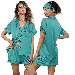 WJing Yi Jia 5Pcs Womens Soft Satin Pajama Set