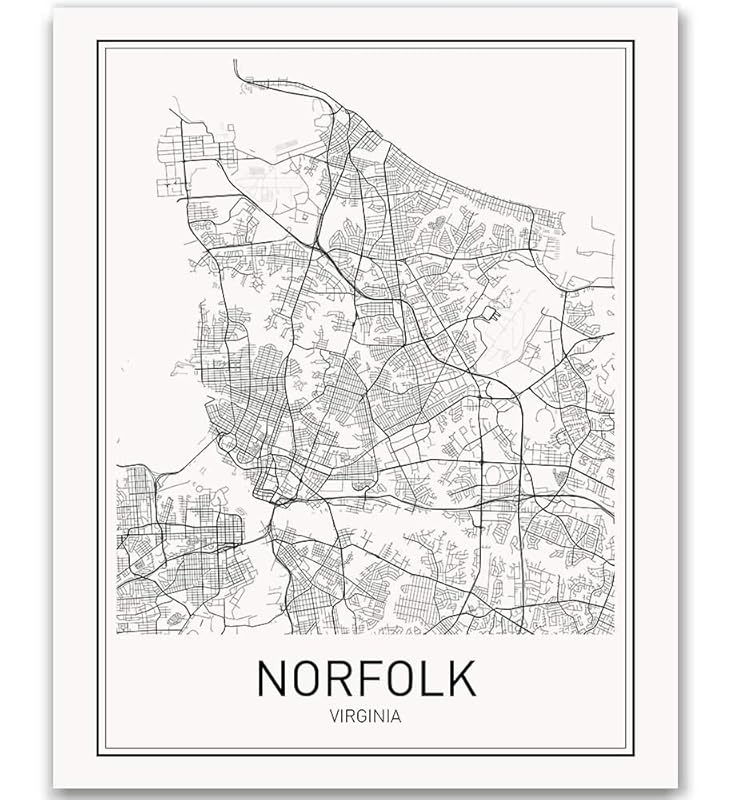 Norfolk Poster Norfolk Map of Norfolk City Map Posters