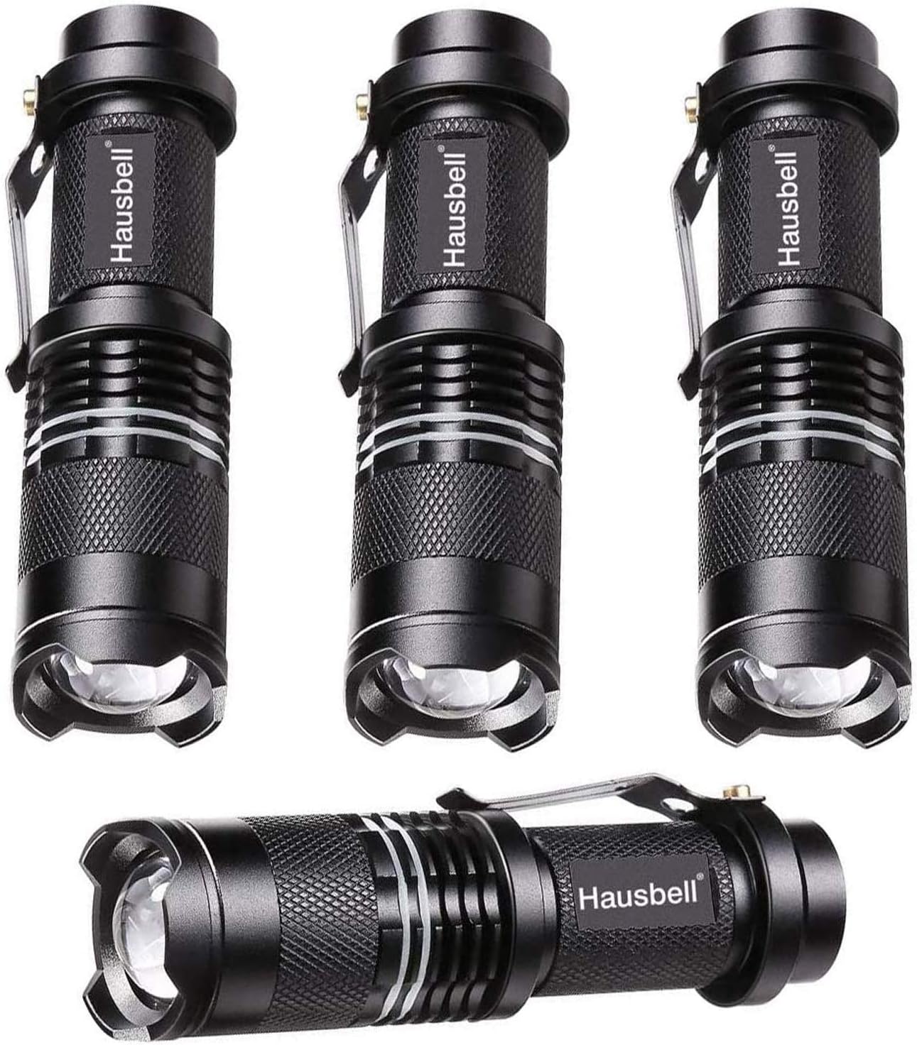 HAUSBELL Flashlights, Handheld Flashlights, 7W Mini LED Flashlights, Tactical Flashlights, Zoomable, High Lumen, Water Resistant, 3 Light Modes for Kids, Camping, Hiking (2 Pack) - Basic Handheld Flashlights - 