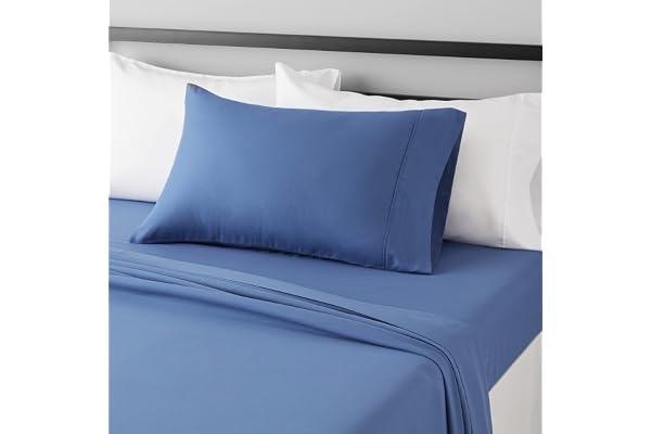 Amazon Basics Lightweight Super Soft Easy Care Wrinkle Free Breathable Microfiber 3-Piece Bed Sheet Set with 14-Inch Deep Poc