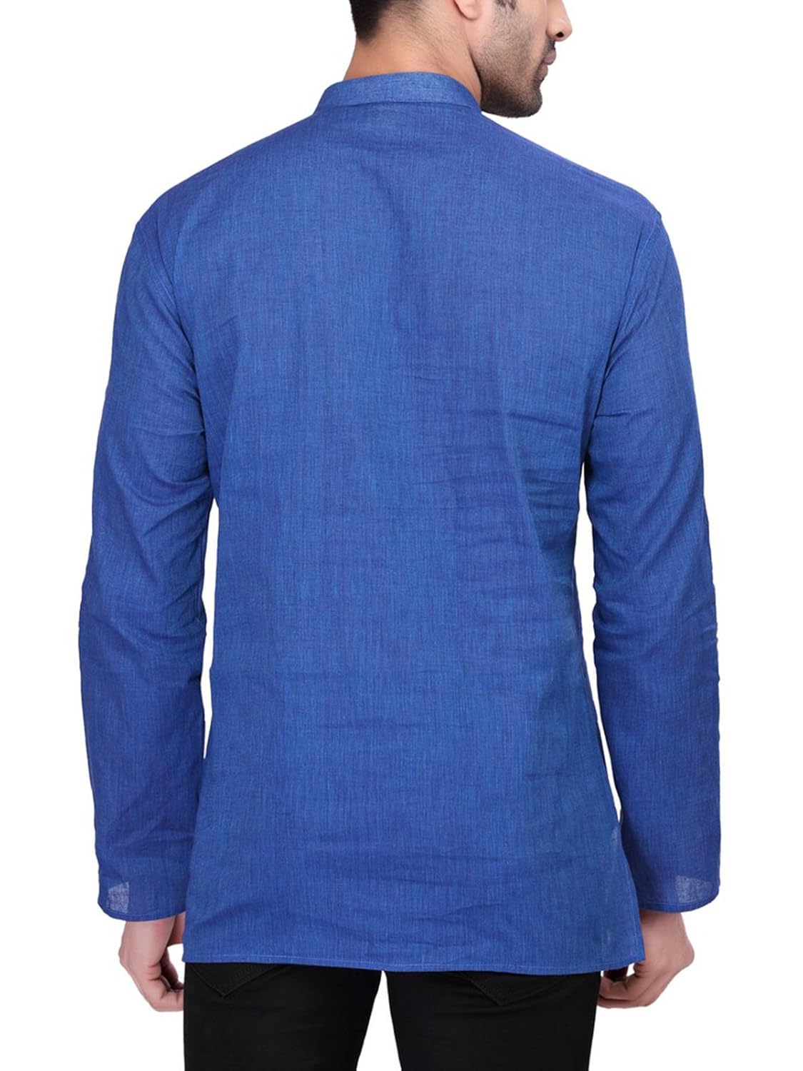 rg designers men's full sleeve short kurta avhandloomshort-blue