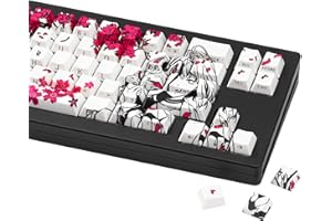 JOLINTAL PBT Material White Japanese Anime Keycaps Dye Sublimation Custom Keycap 131 Keys Cherry Profile Shine Through Side-E