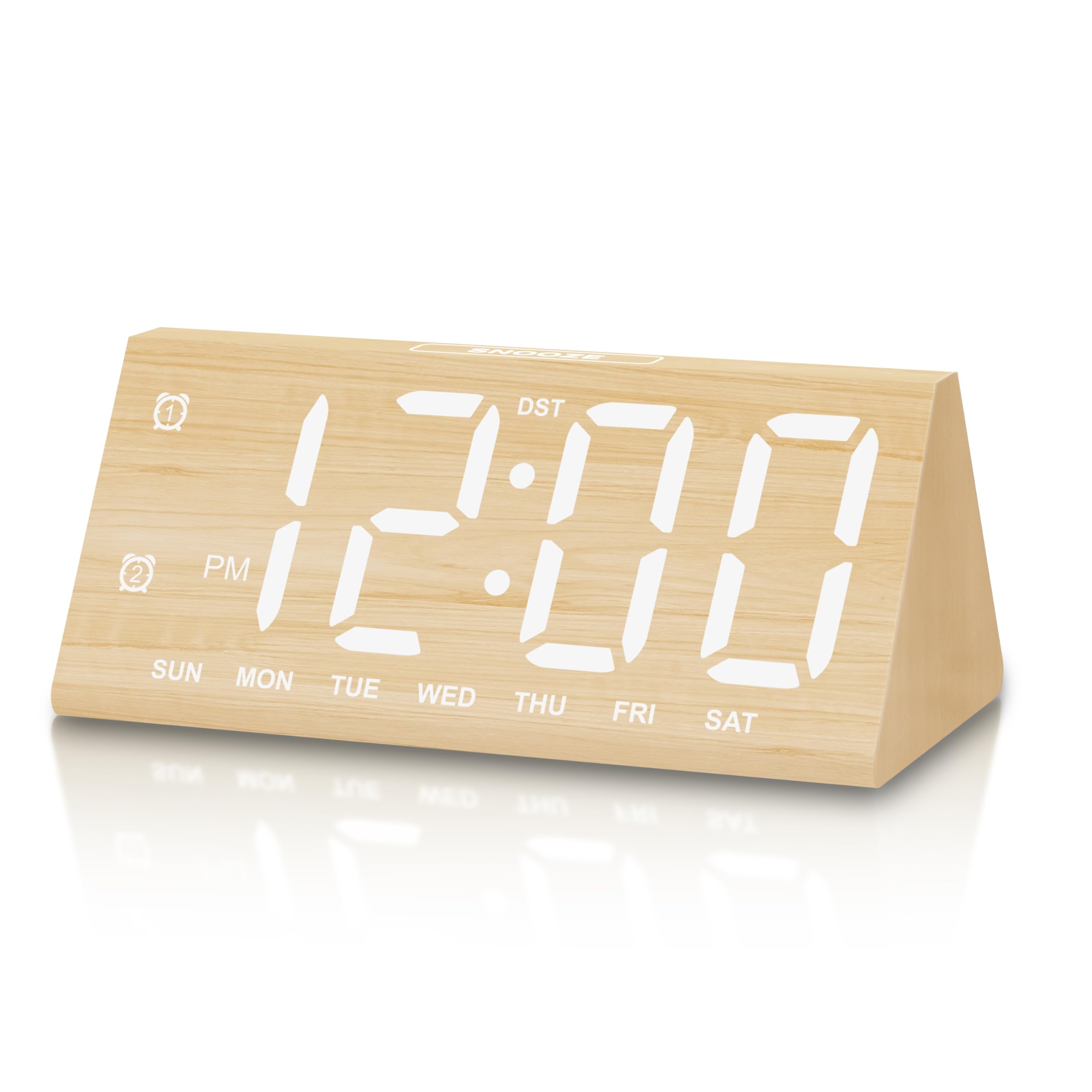 Photo 1 of JALL Wooden Digital Alarm Clocks for Bedrooms, Large Bold Digits Electric Desk Clock, with Dual Alarm, USB Port, DST, Auto Dimmer for Wood Decor, Bedside, Gift (Yellow)