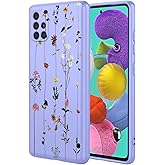 KOARWVC Phone Case for Galaxy A51 4G Case, Samsung M40s SM-A515U Case Cute Flower Pattern Design Slim Protective Soft TPU Bumper Phone Cover for Samsung Galaxy A51 4G Purple Garden
