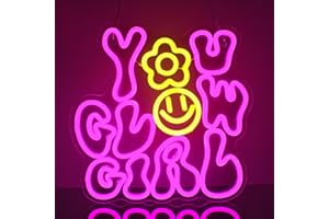 WLHOPE You Glow Girl Neon Sign Pink Led Neon Signs for Wall Decor USB Glowing Girl Neon Light Signs Man Cave Wall Art Signs for Bedroom Girls Room Bar Club Shop Office Wedding Birthday Party
