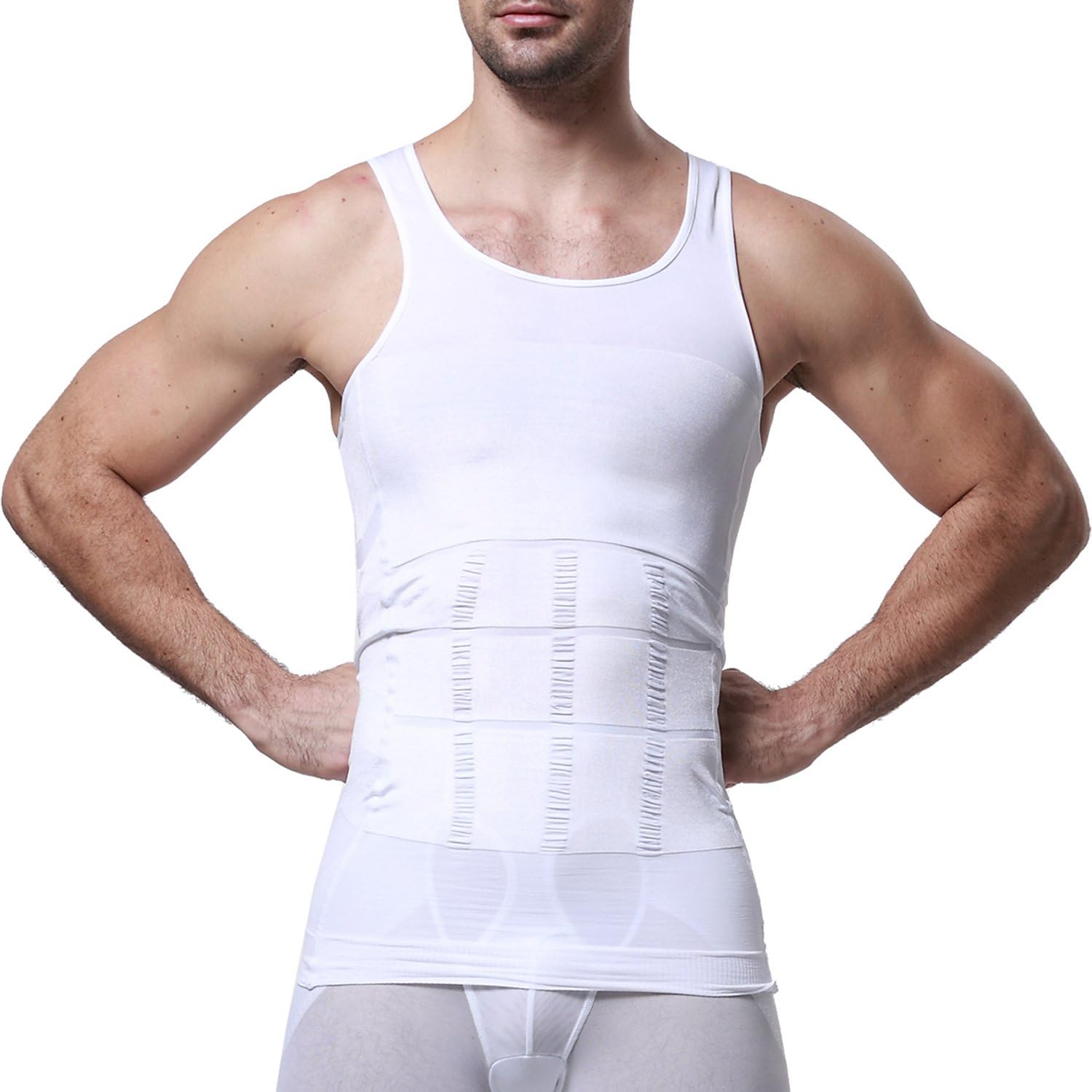 GKVK Mens Slimming Body Shaper Vest Shirt Abs Abdomen Slim at  Men’s Clothing store