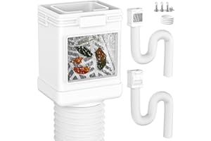 VA1KENE 2-Pack Leaf Filter with Rain Gutter Downspout Extensions, Extra Long Flexible Downspout Extension, Downspout Filters Adapter Fit 2''×3'' and 3''×4'' Drain Pipe, White