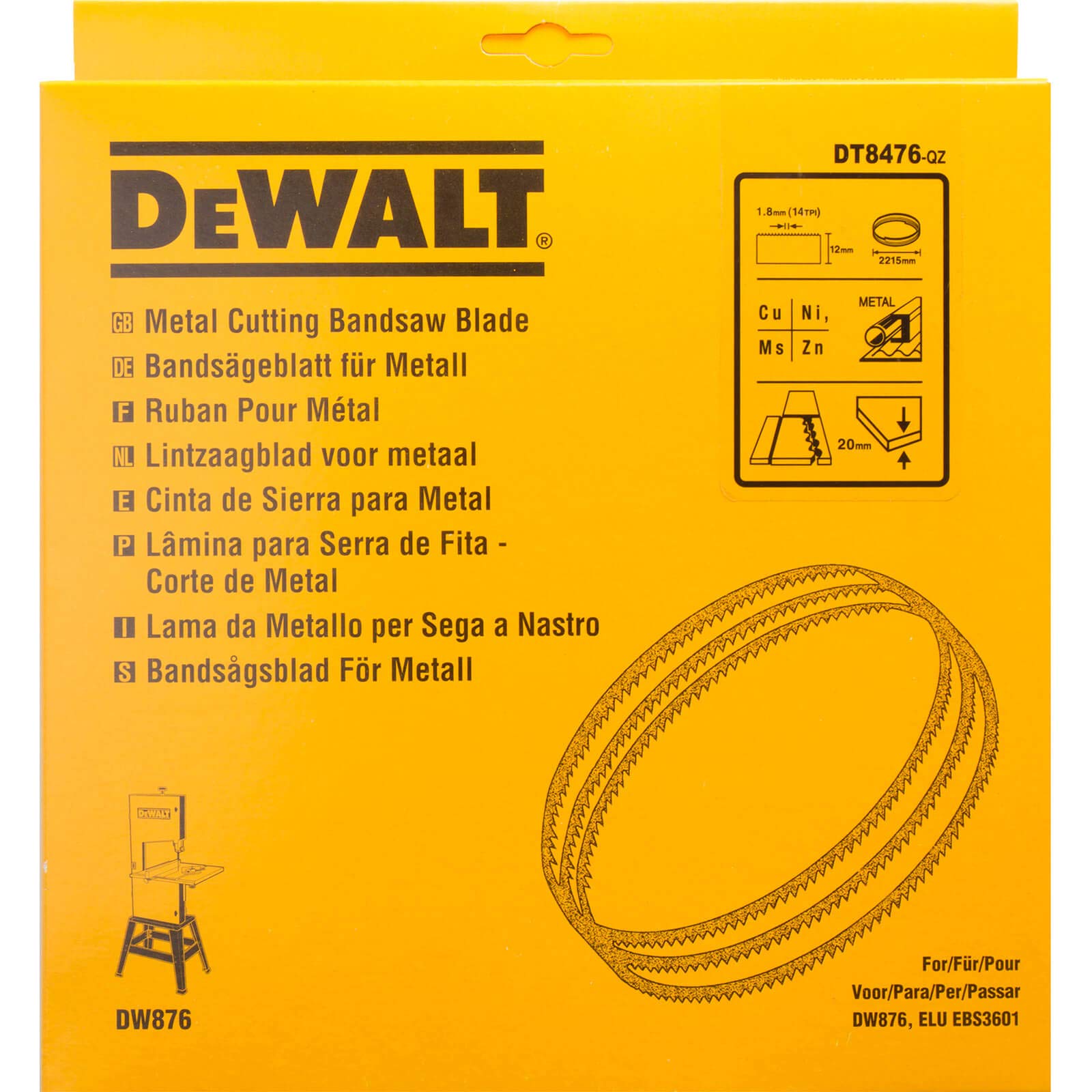 Dewalt DT8476-QZ DT8476-QZ-Hoja Sierra Cinta para Metal no Ferroso, Acero fino
