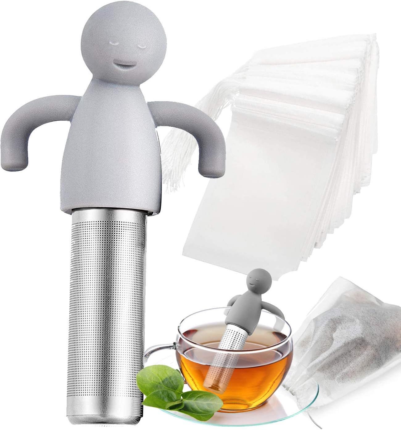 Tea Infusers for Loose Tea Cute and 50 Pcs Disposable Paper Tea Bag