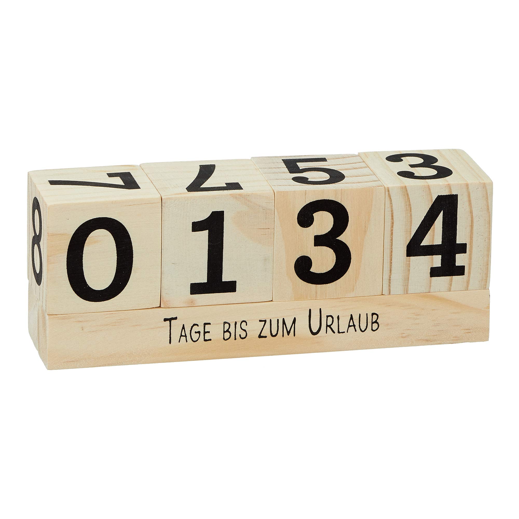 Cepewa Countdown Natural Wooden Cube 16 x 6 cm Holiday Christmas Birth Birthday Retirement Exam