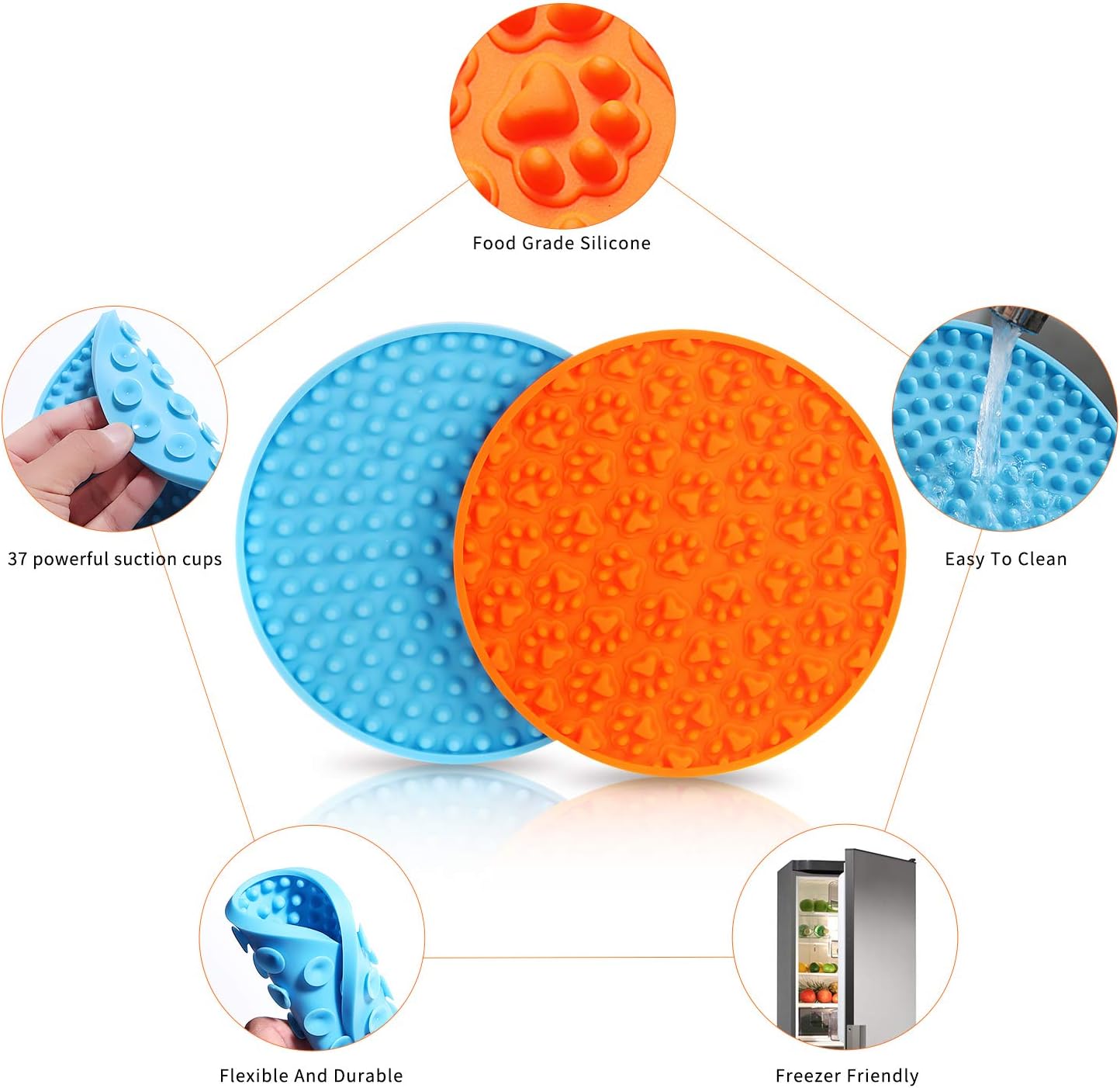 bonpeng [2PACK] Buddy Treat Mat,Dog Lick Mat, Perfect Curve Lick Pad