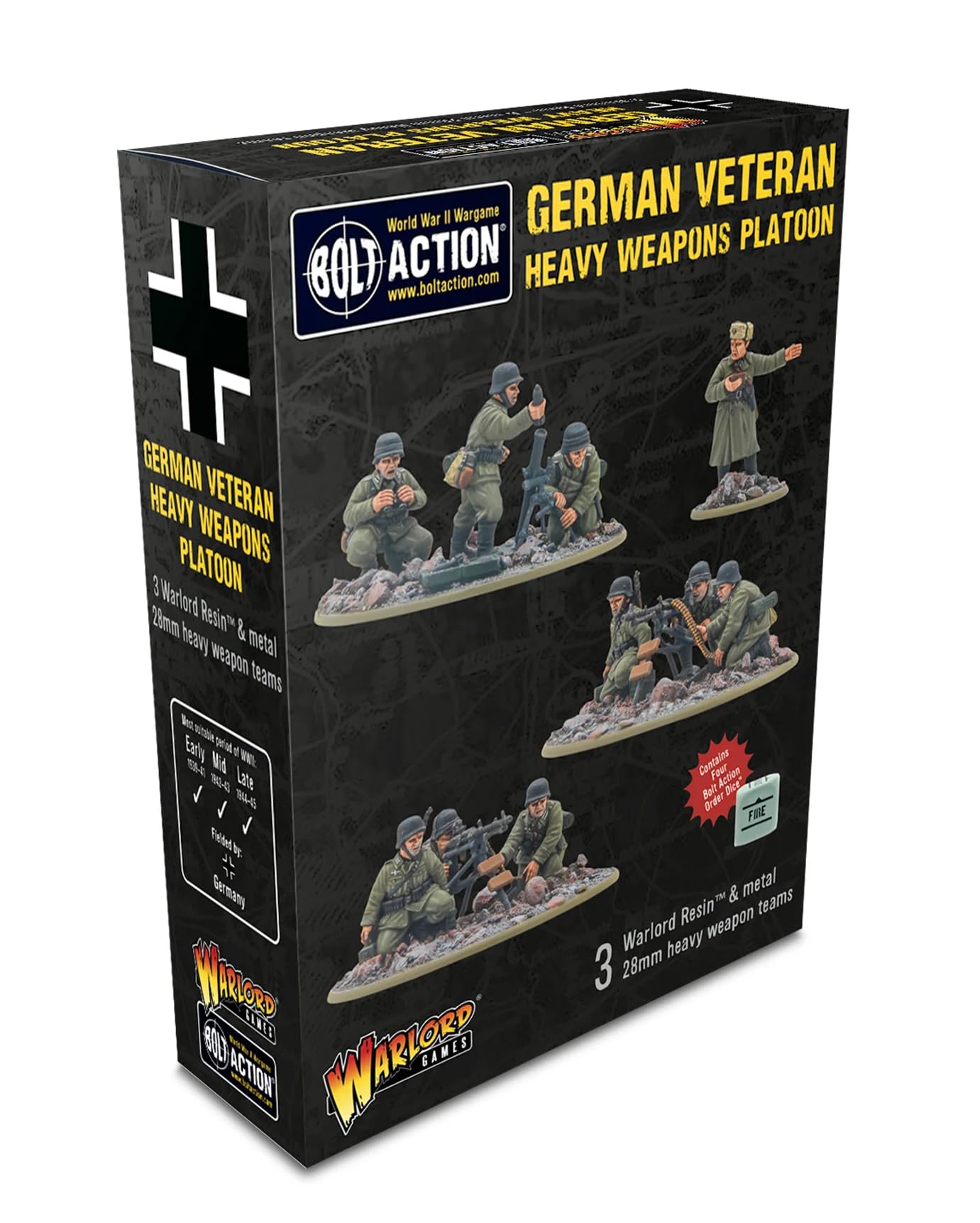 Warlord Games German Army Veteran Heavy Weapons Platoon 28mm Scale Resin Miniatures for Bolt Action Highly Detailed World War 2 Miniatures