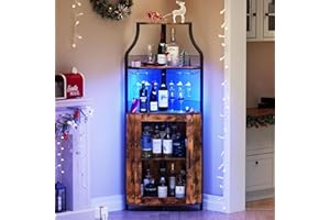 Sunvasagoo Corner Wine Bar Rack Cabinet with Detachable Wine Rack - Corner Bar Liquor Cabinet, Bar Cabinet with Glass Holder,