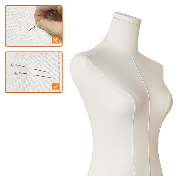SHAREWIN FEMALE MANNEQUIN TORSO WOMEN DRESS FORMS FOR SEWING MANICANEQUIN BODY HIGH STABILITY GOLD METAL STAND FOR CLOTHING DRESS JEWELRY DISPLAY ADJUSTABLE HEIGHT 50”-70” THIN BODY