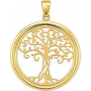 14k Yellow Gold Family Tree of Life Medallion Pendant - 3 Sizes