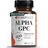 PUREFULLY Alpha GPC Choline Supplement - 120 Capsules, 600mg per Serving – Superior Cognitive Support for Focus, Memory and B