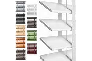 Cordless Faux Wood Blinds - Waterproof Blackout Shades for Indoor Windows, Easy Installation Hard Window Treatments for Bathr