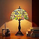 Tiffany Lamps Blue Hummingbird Style Stained Glass Table Lamp Desk Bedside Reading Light 12X12X18.5 Inches with Bronze Resin 