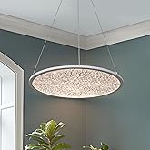 LED Pendant Light, White Chandelier Light Fixture for Foyer, Dining Room, Bedroom, 1970 Lumens